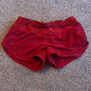 Women's Athletic Red LuLuLemon Speed Up Shorts 2 inch